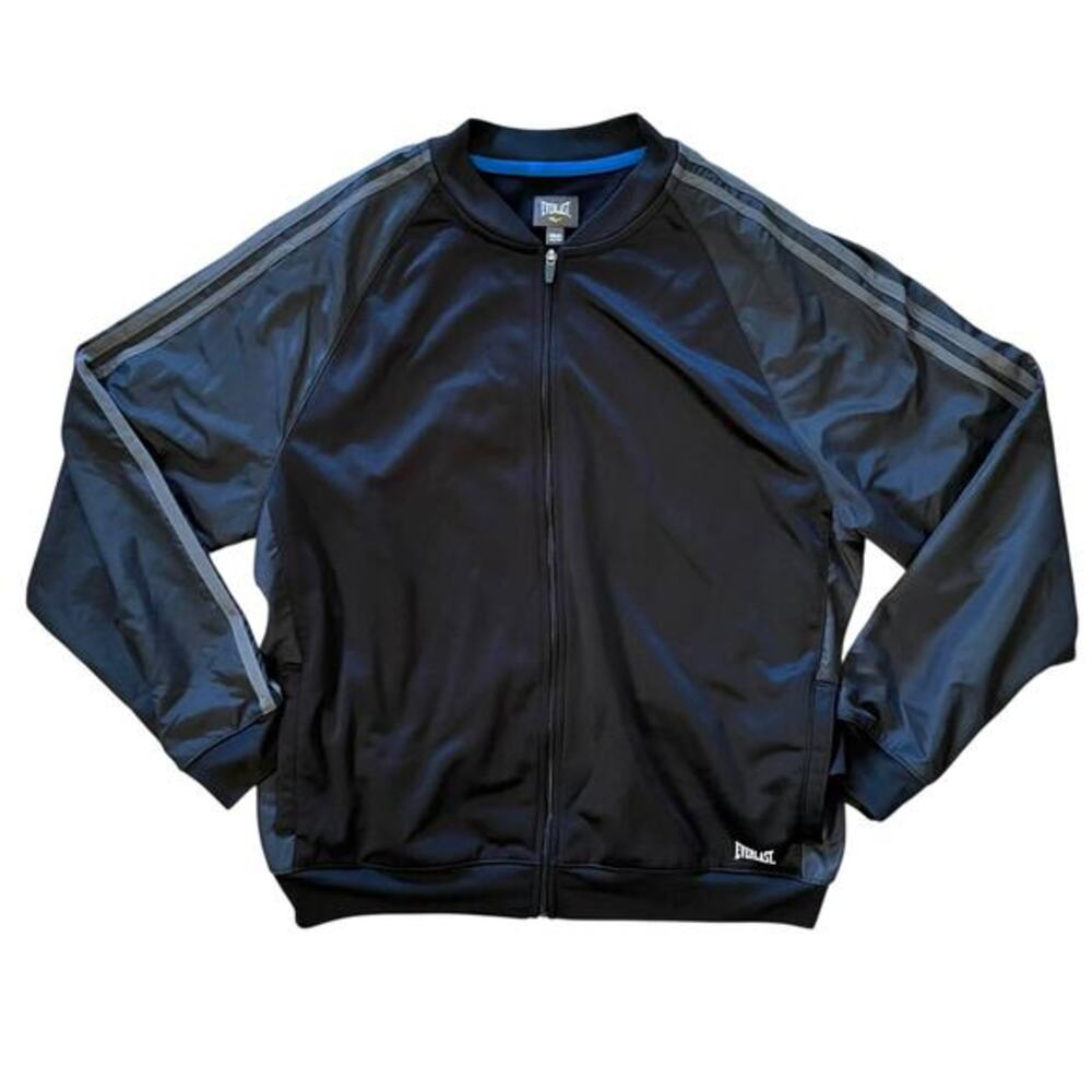 Everlast Black Gray Raglan Sleeve Zip-Front Track Jacket - Men's Size XXL